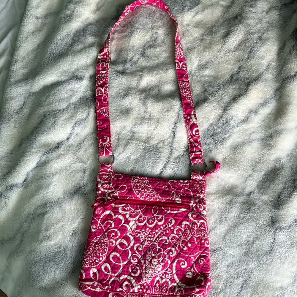 Vera Bradley Crossbody Purse Pink & White